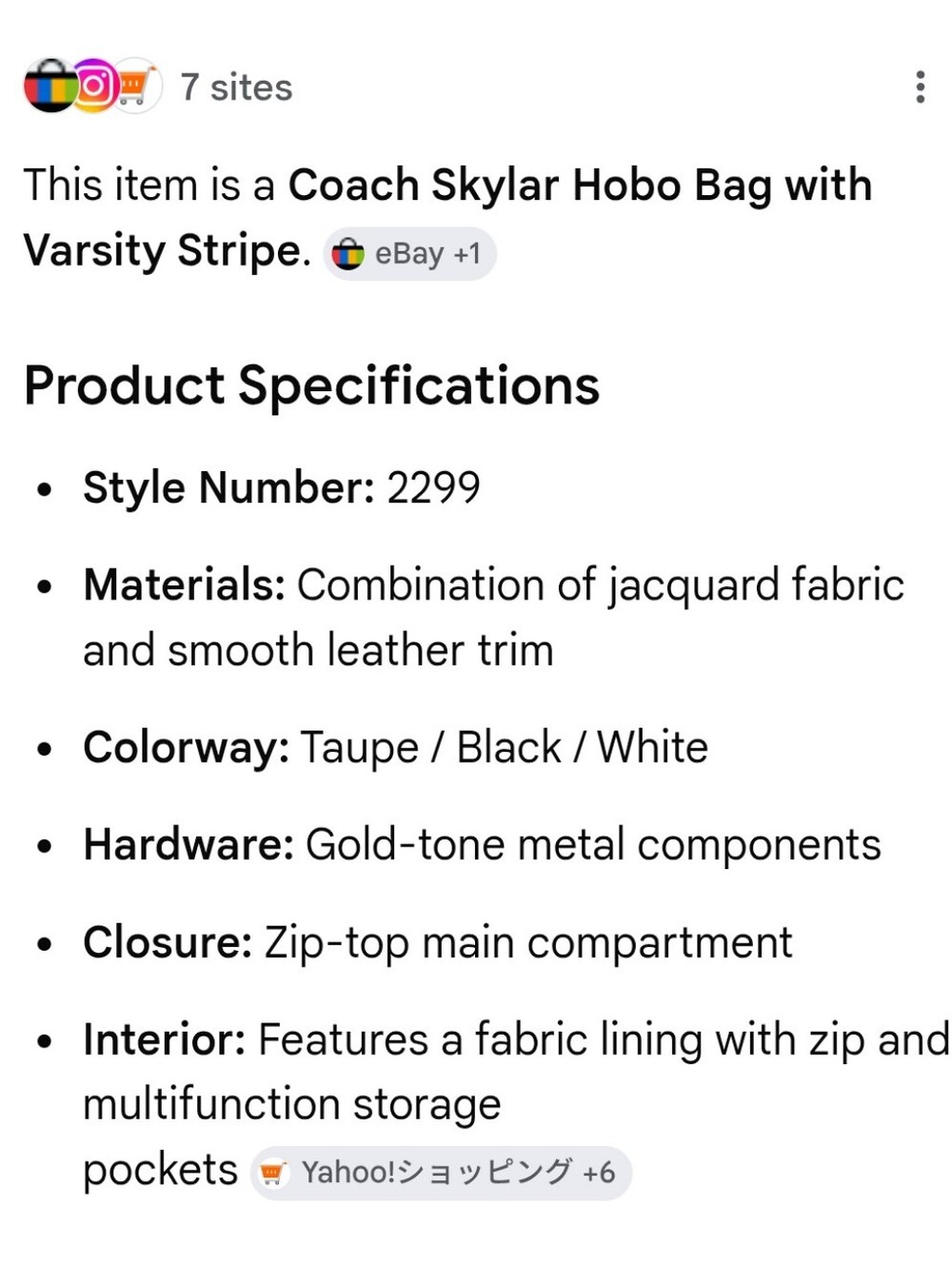 Coach Skylar Hobo Bag with Varsity Stripe - MRSP $398 - Picture 12 of 13